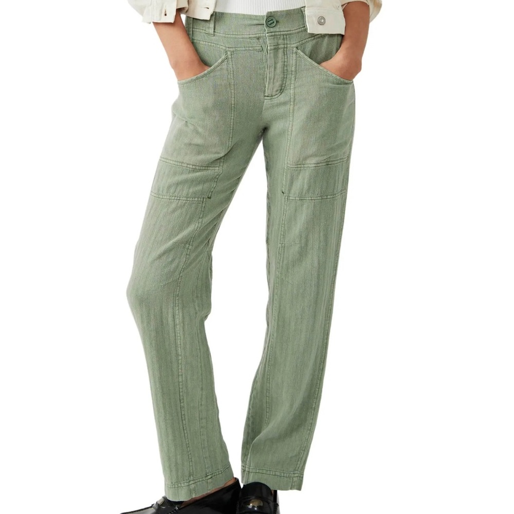 COPY - Free people linen cargo pants size small like new worn once perfect cond…